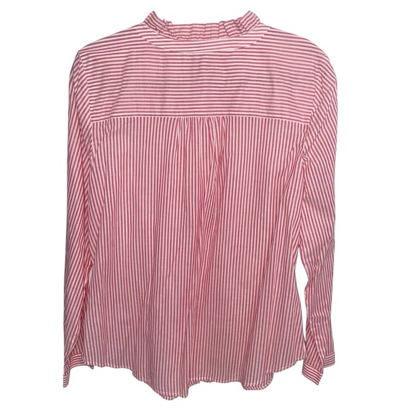 Talbots Top Blouse Womens Large Red Ruffle Neck Pearl Button Shirt Corpcore - Picture 2 of 14